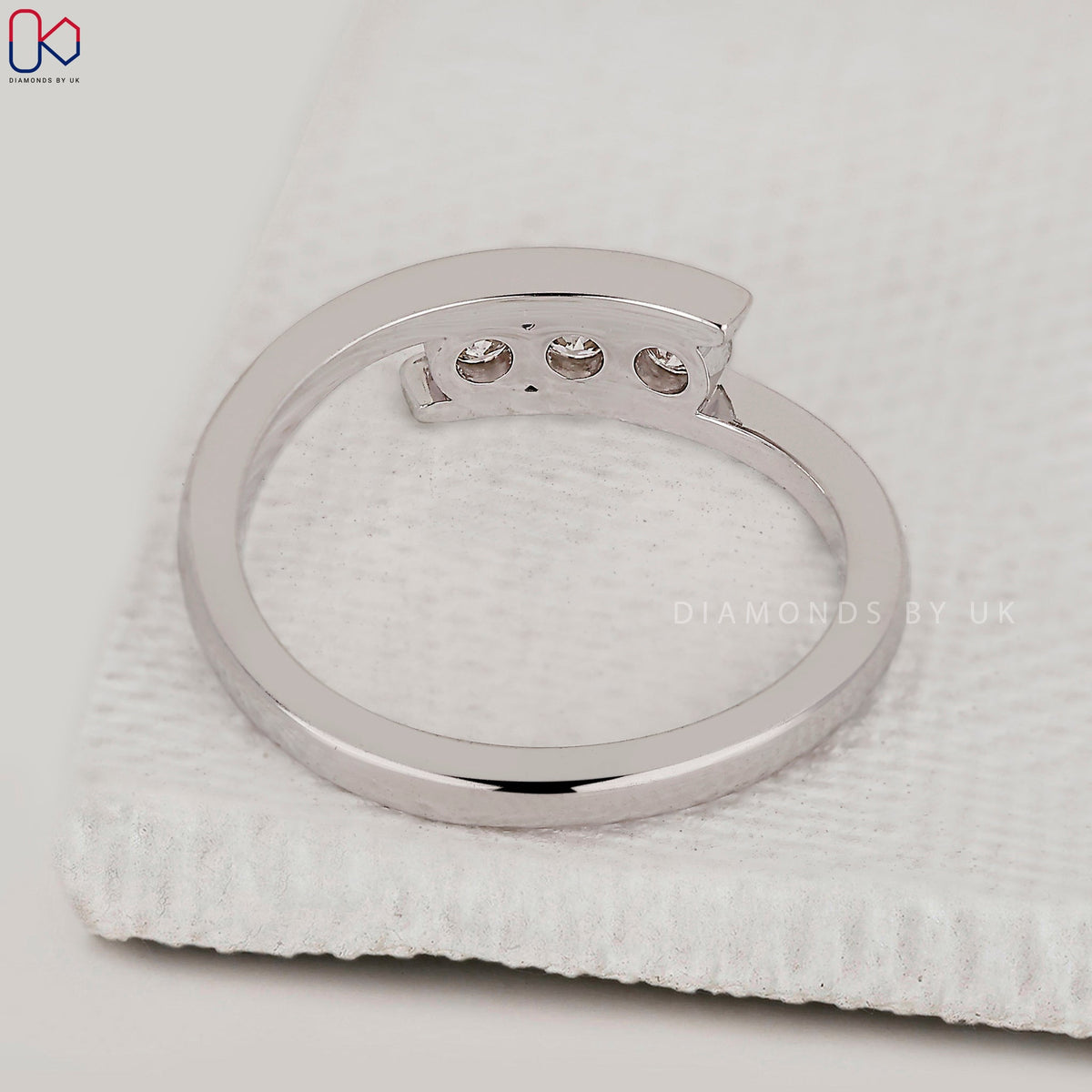 White Gold Bypass Round Cut Wedding Band
