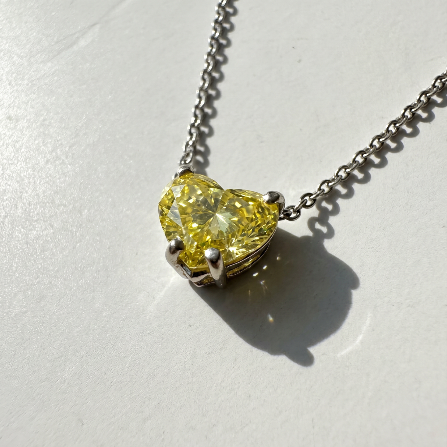 1.20 CT Fancy Intense Yellow Diamond Necklace | Heart Shaped