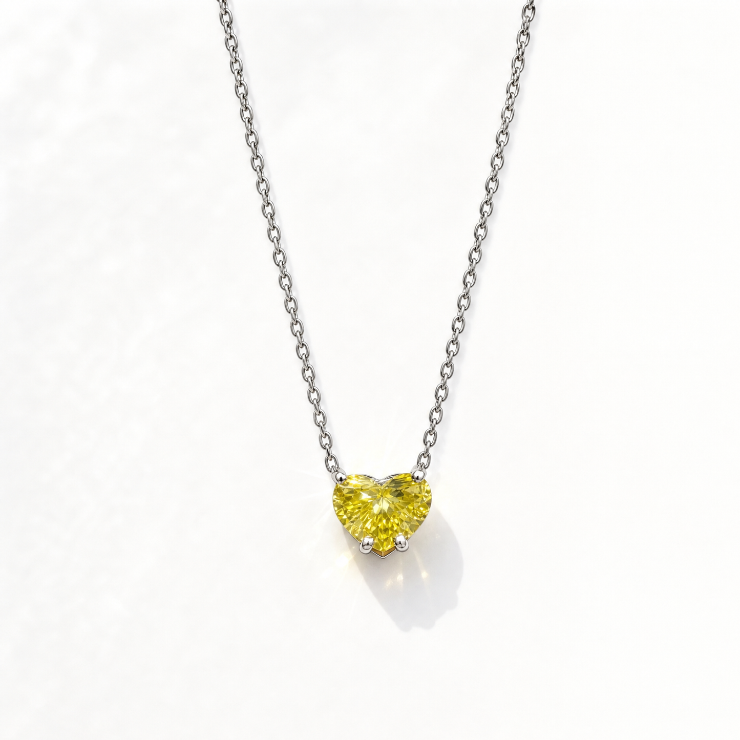 1.20 CT Fancy Intense Yellow Diamond Necklace | Heart Shaped
