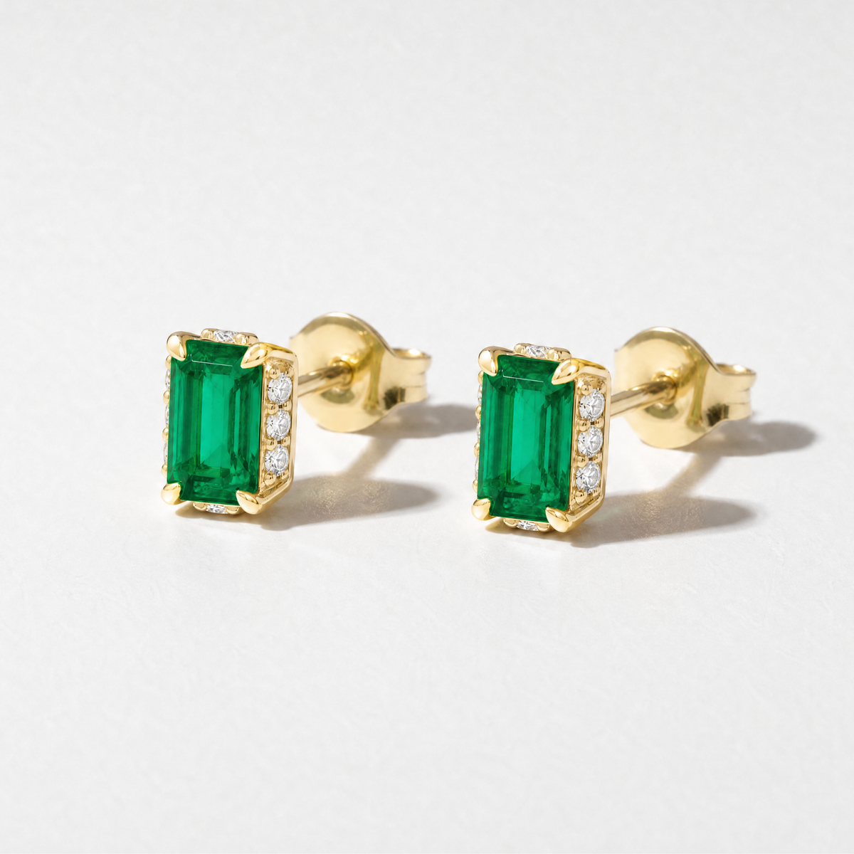 The Hidden Halo Stud | Emerald and Diamond
