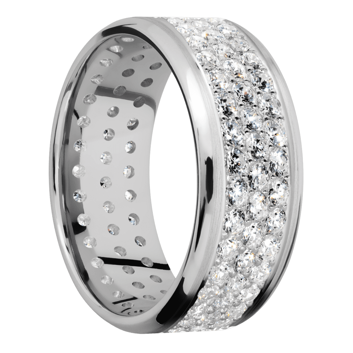 14K White Gold + Satin , Polish Finish