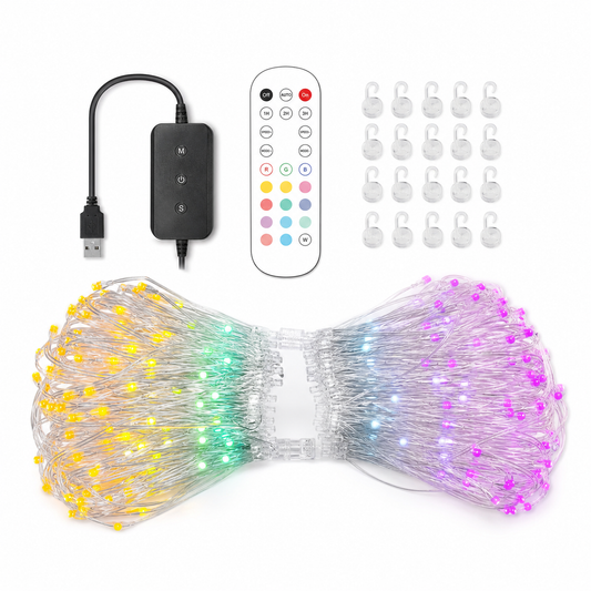 RGBIC Curtain Lights, 6.6 x 6.6 ft – Bluetooth App, Remote & Music Sync