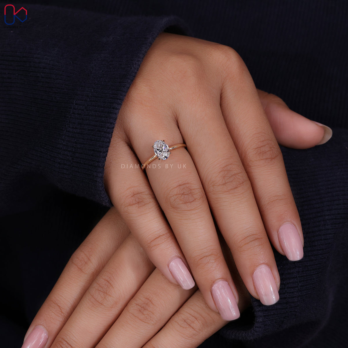 Oval Shaped Engagement Ring - Solitaire Setting