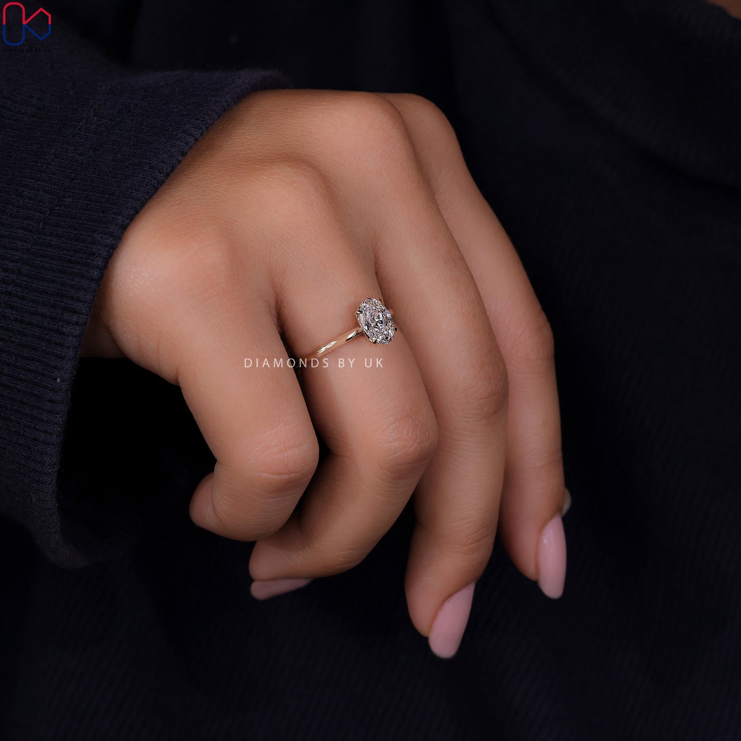 Oval Shaped Engagement Ring - Solitaire Setting