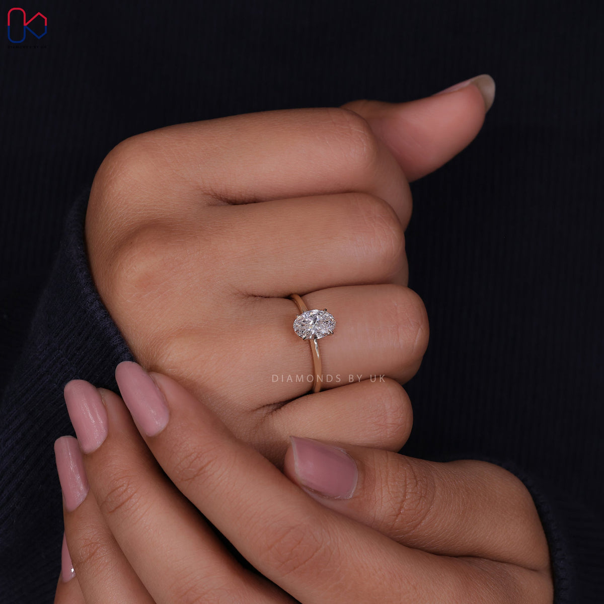 Oval Shaped Engagement Ring - Solitaire Setting