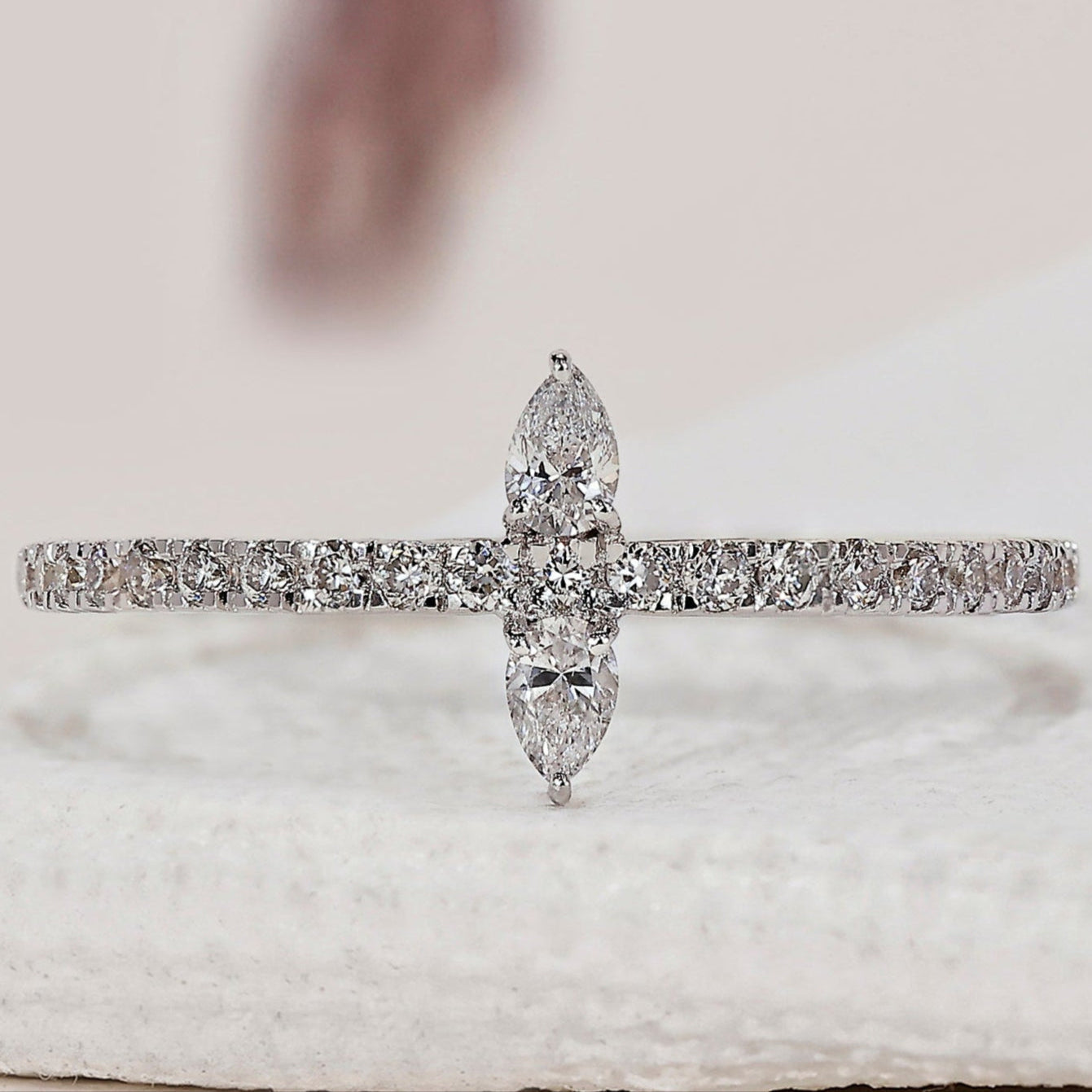 Half Eternity Pear Diamond Wedding Band