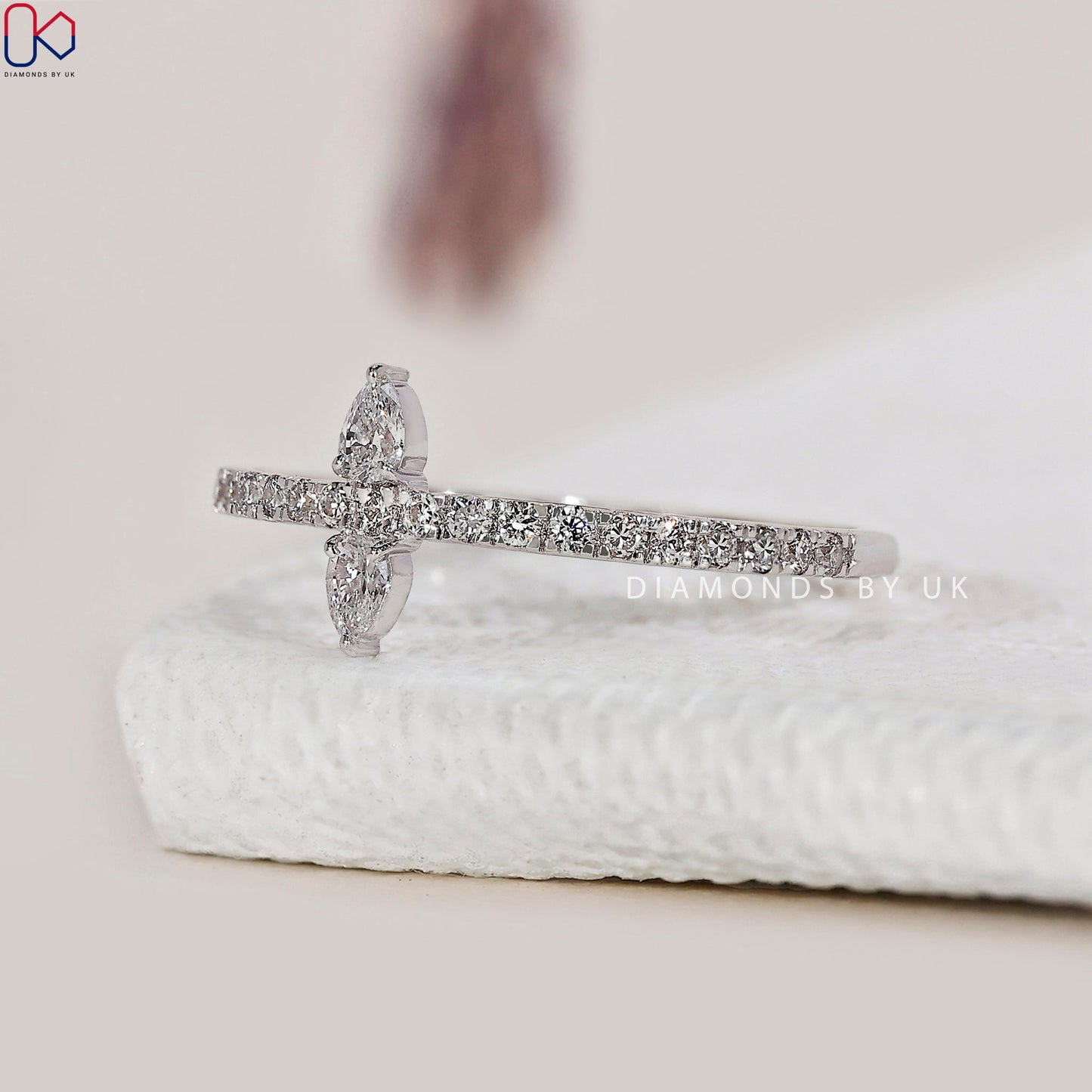 Half Eternity Pear Diamond Wedding Band