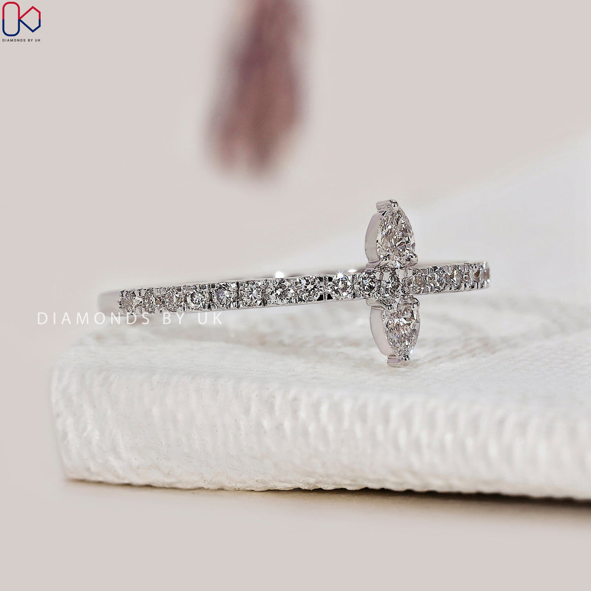 Half Eternity Pear Diamond Wedding Band