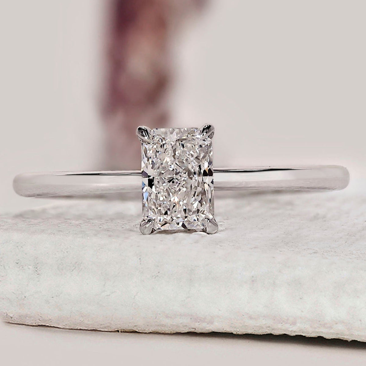 Radiant Cut Engagement Ring In Solitaire Style