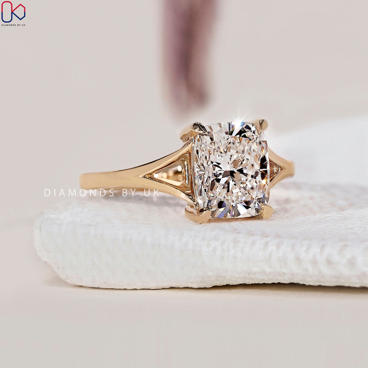 Elongated Cushion Cut Diamond Ring – Split Shank