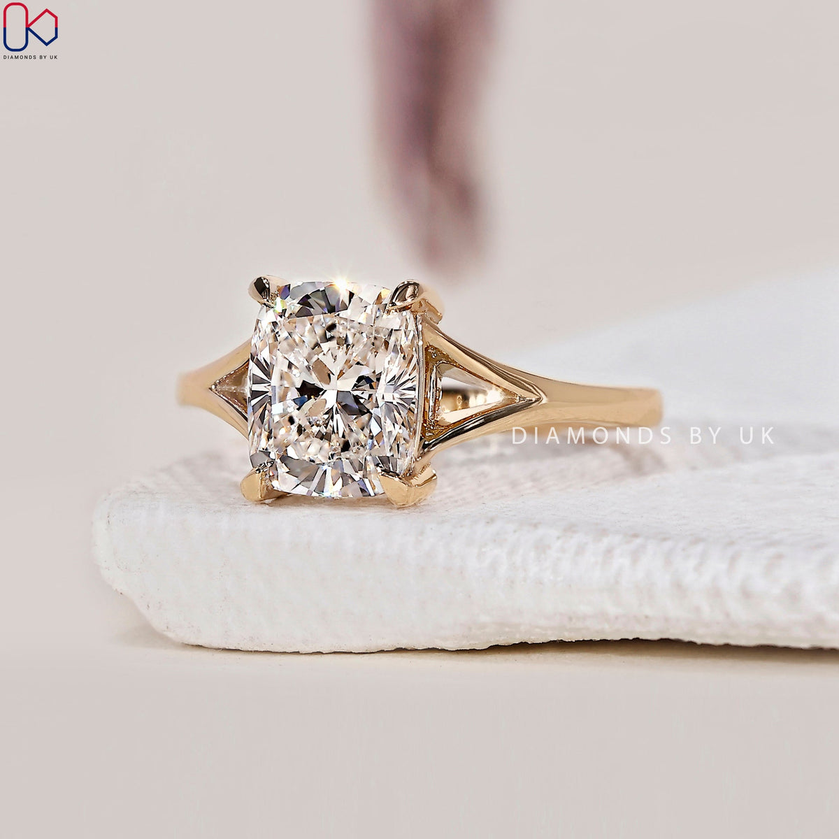 Elongated Cushion Cut Diamond Ring – Split Shank
