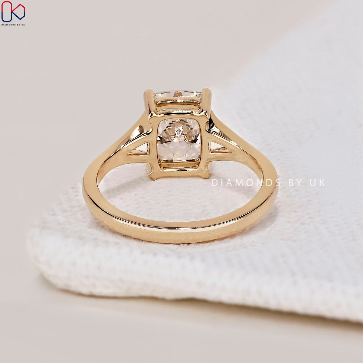 Elongated Cushion Cut Diamond Ring – Split Shank