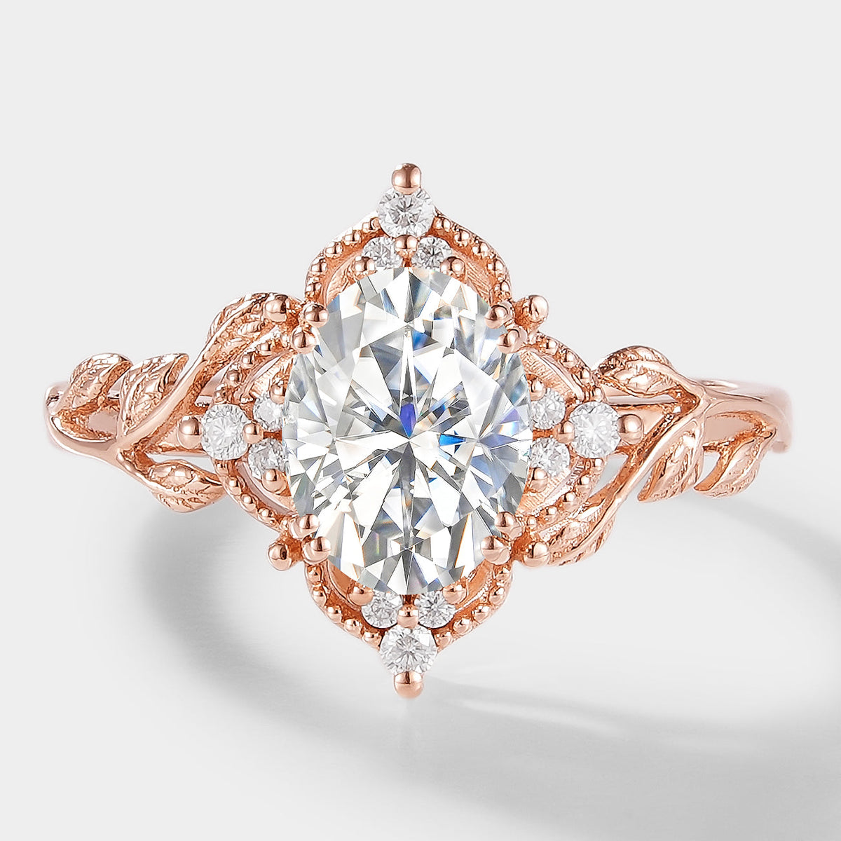 Oval Cut Moissanite Leaf Engagement Ring – Sylva