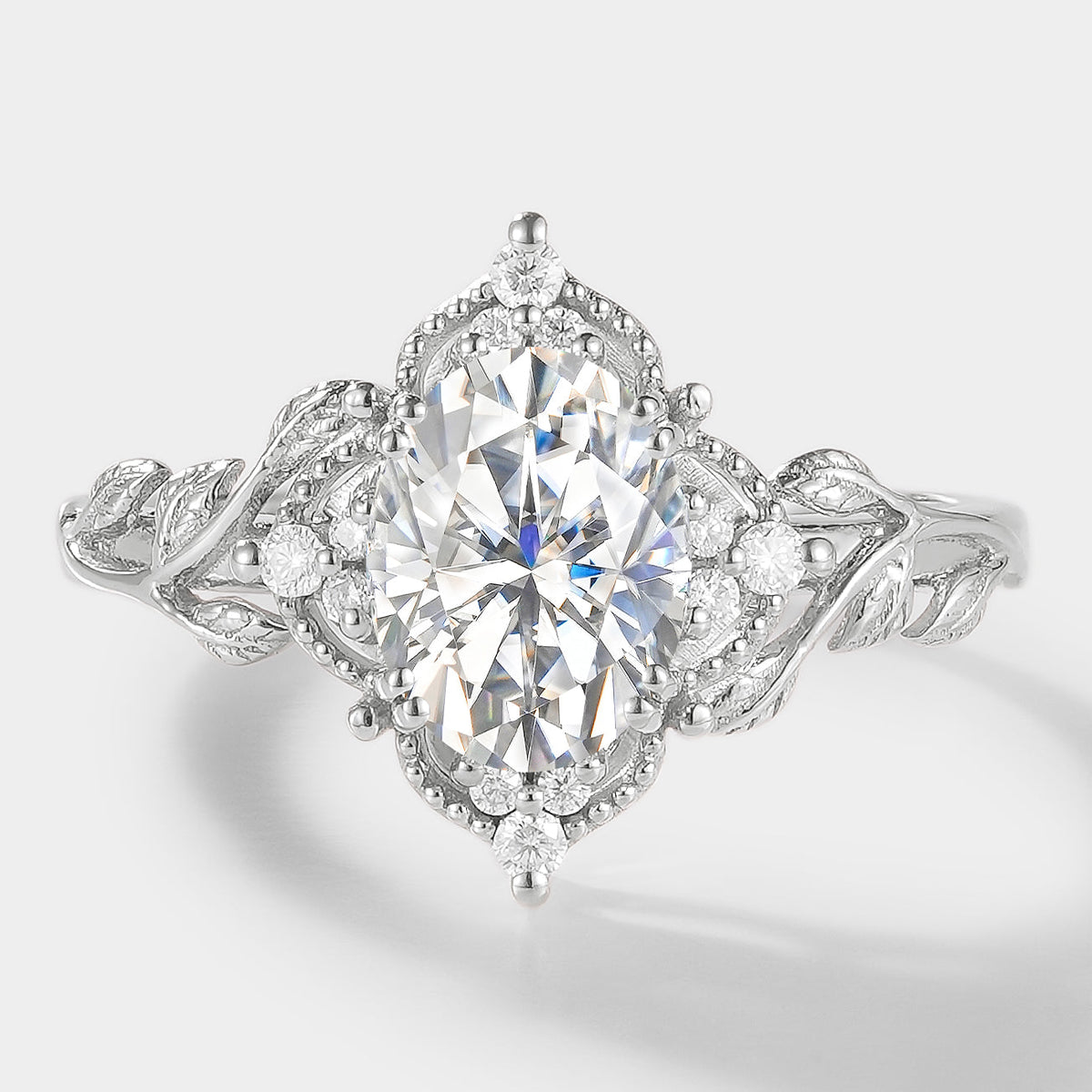 Oval Cut Moissanite Leaf Engagement Ring – Sylva