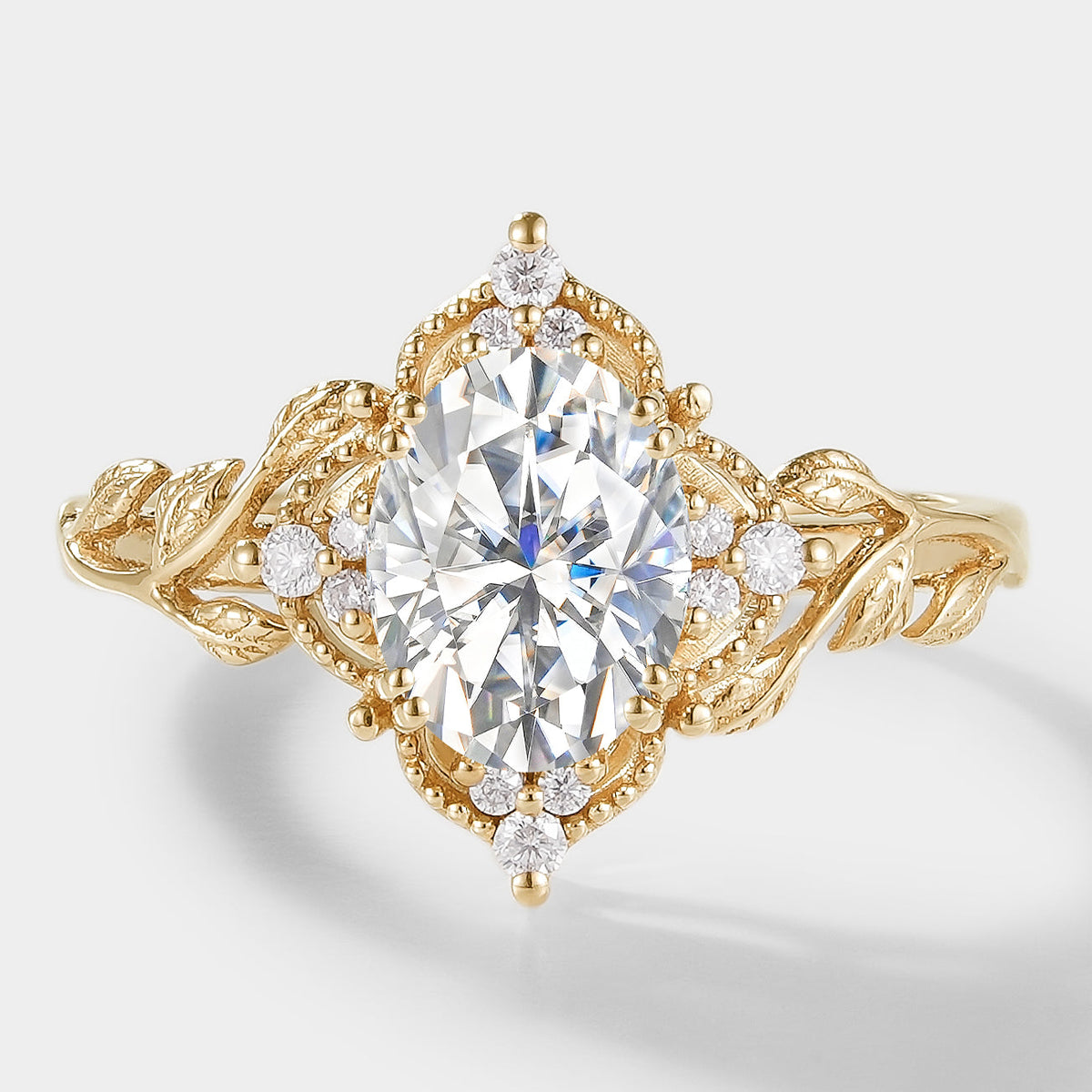 Oval Cut Moissanite Leaf Engagement Ring – Sylva