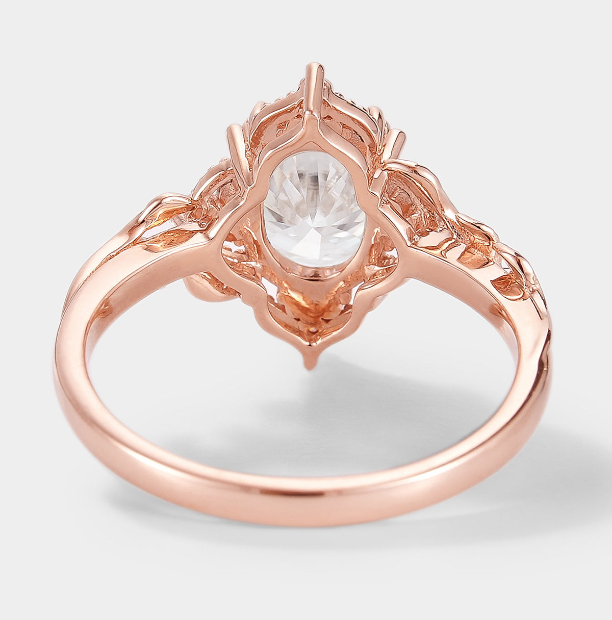 Oval Cut Moissanite Leaf Engagement Ring – Sylva