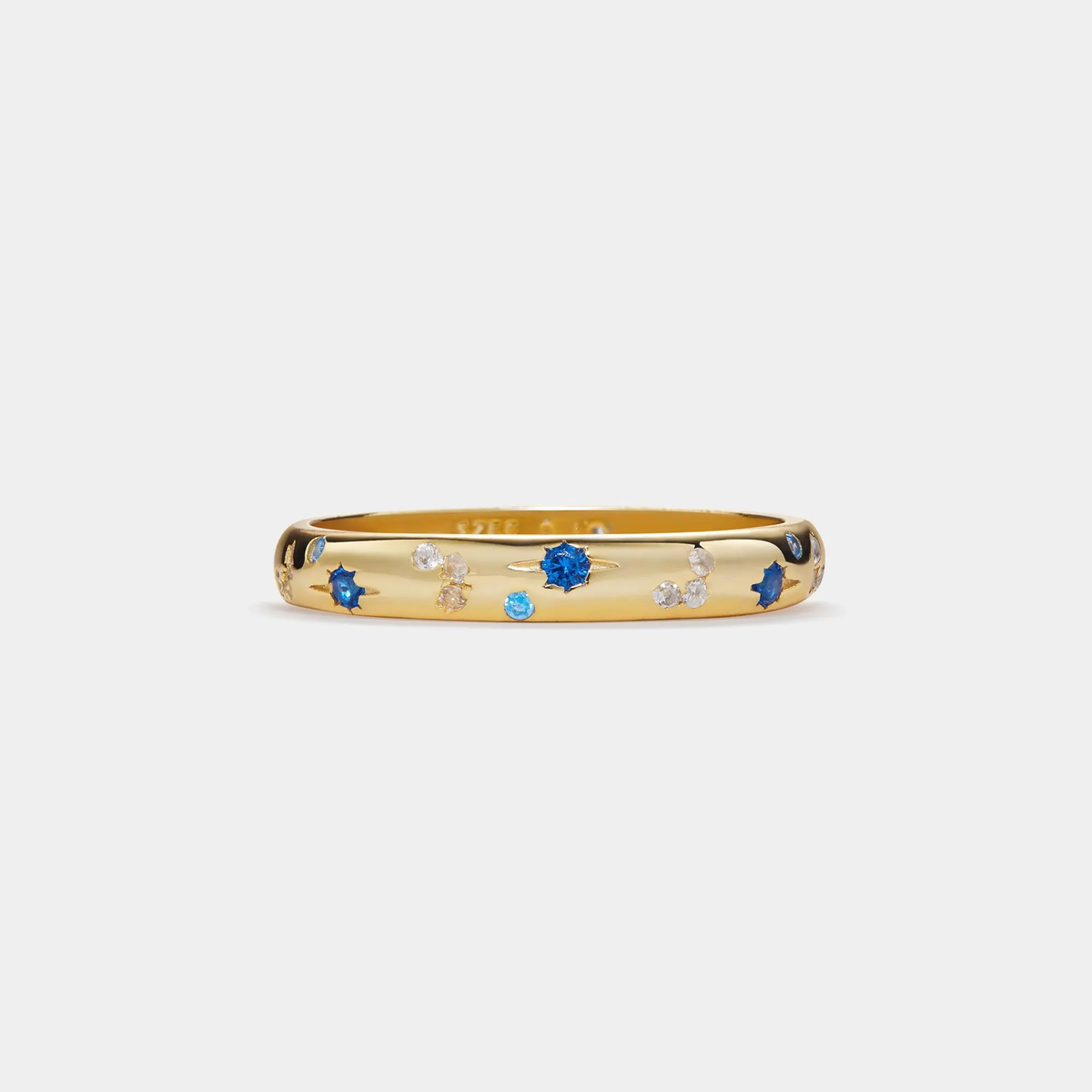 Blue Moon Star Stacking Band Ring in 925 Sterling Silver: Gold size S