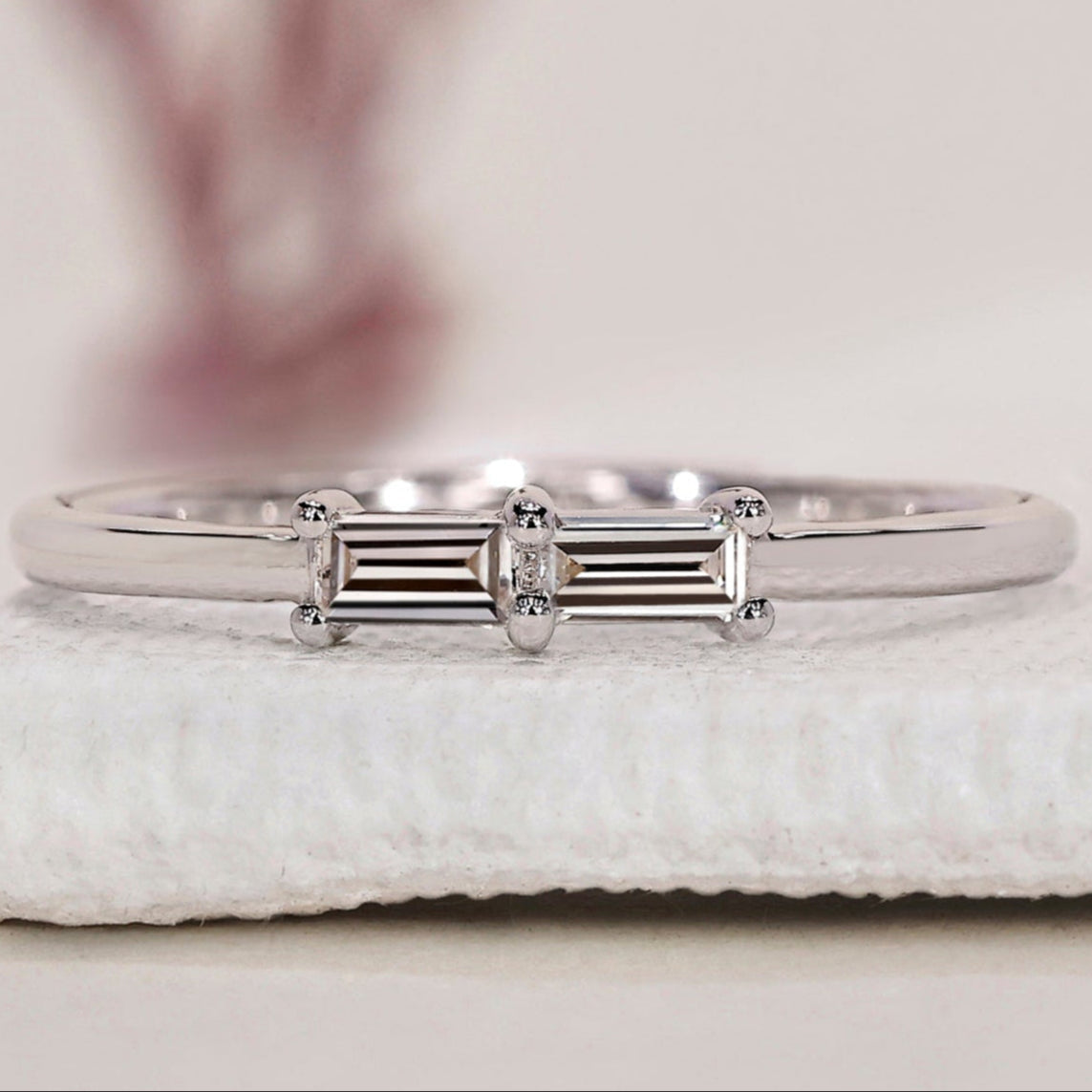 Baguette Diamond Wedding Band - White Gold