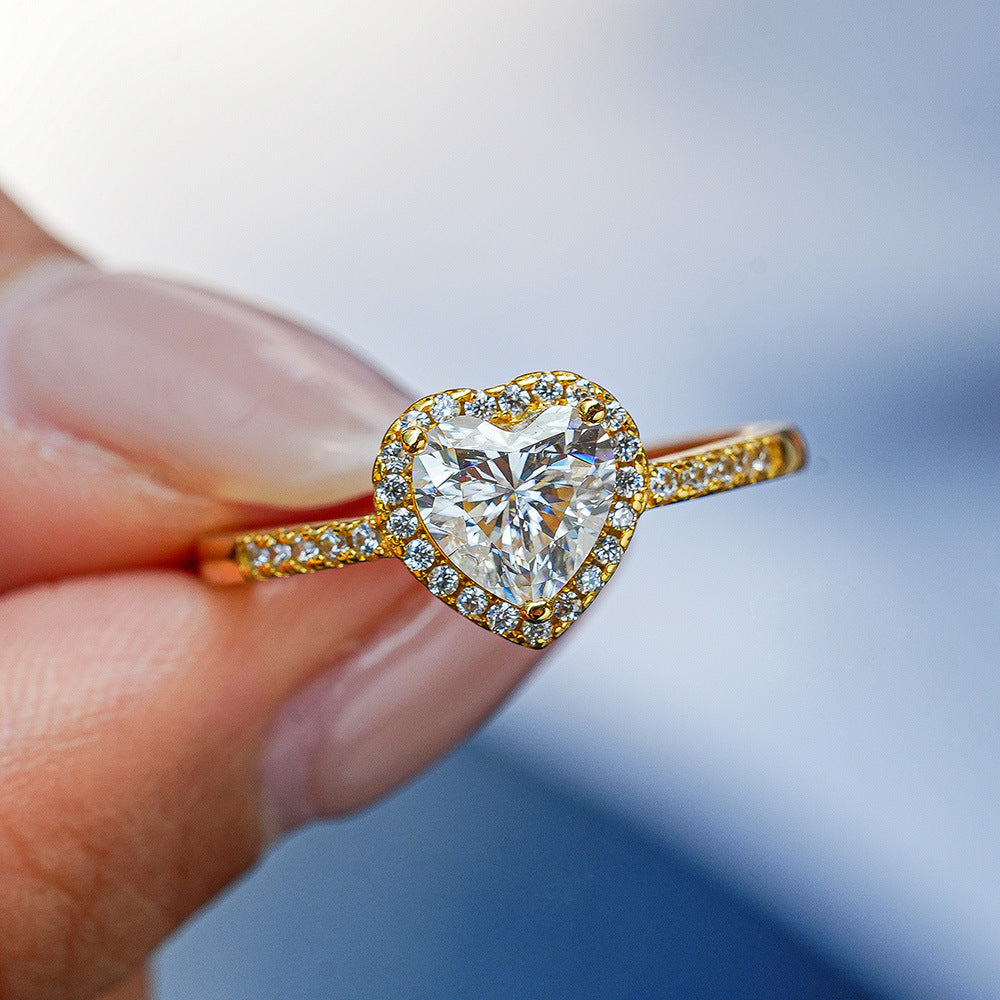 Moissanite Heart Halo Ring