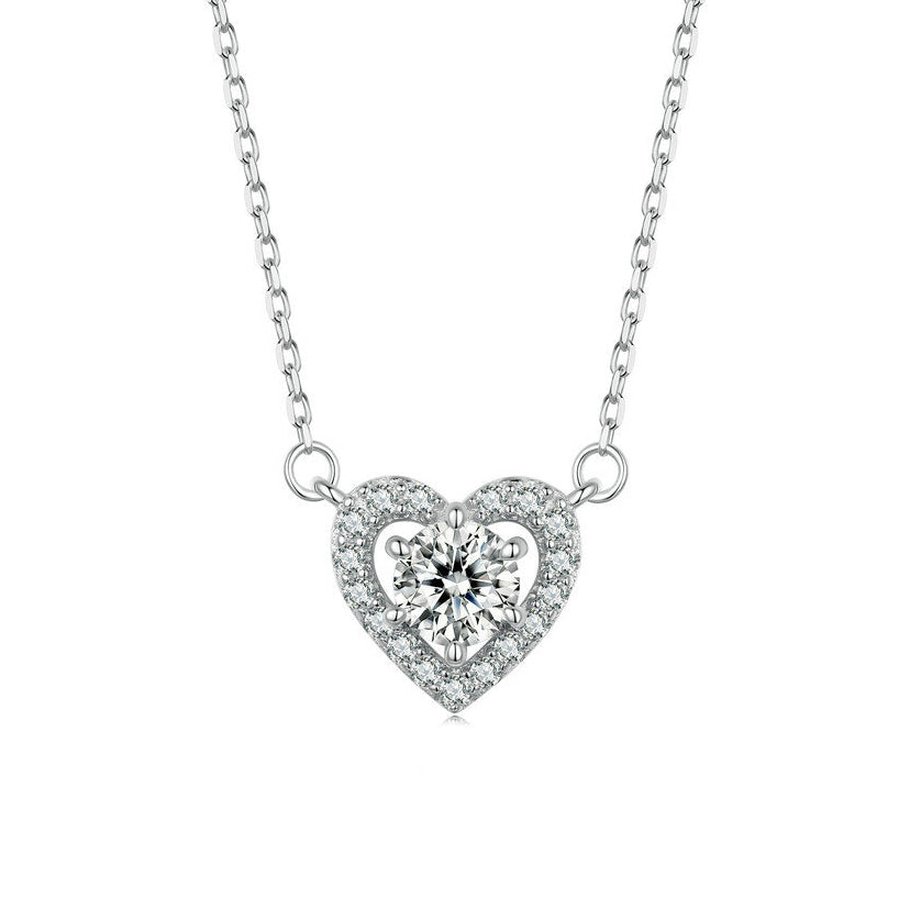 Silver Moissanite Heart Necklace