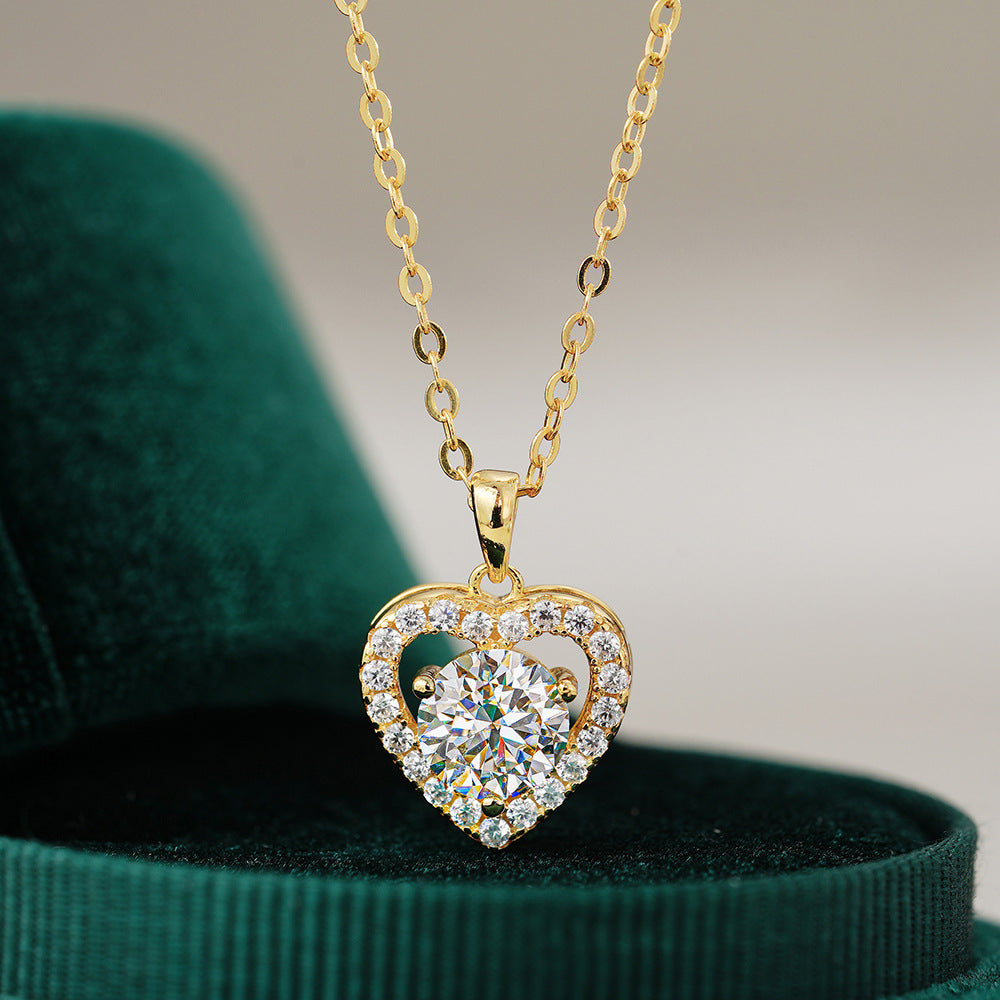 Moissanite Heart Pendant Necklace