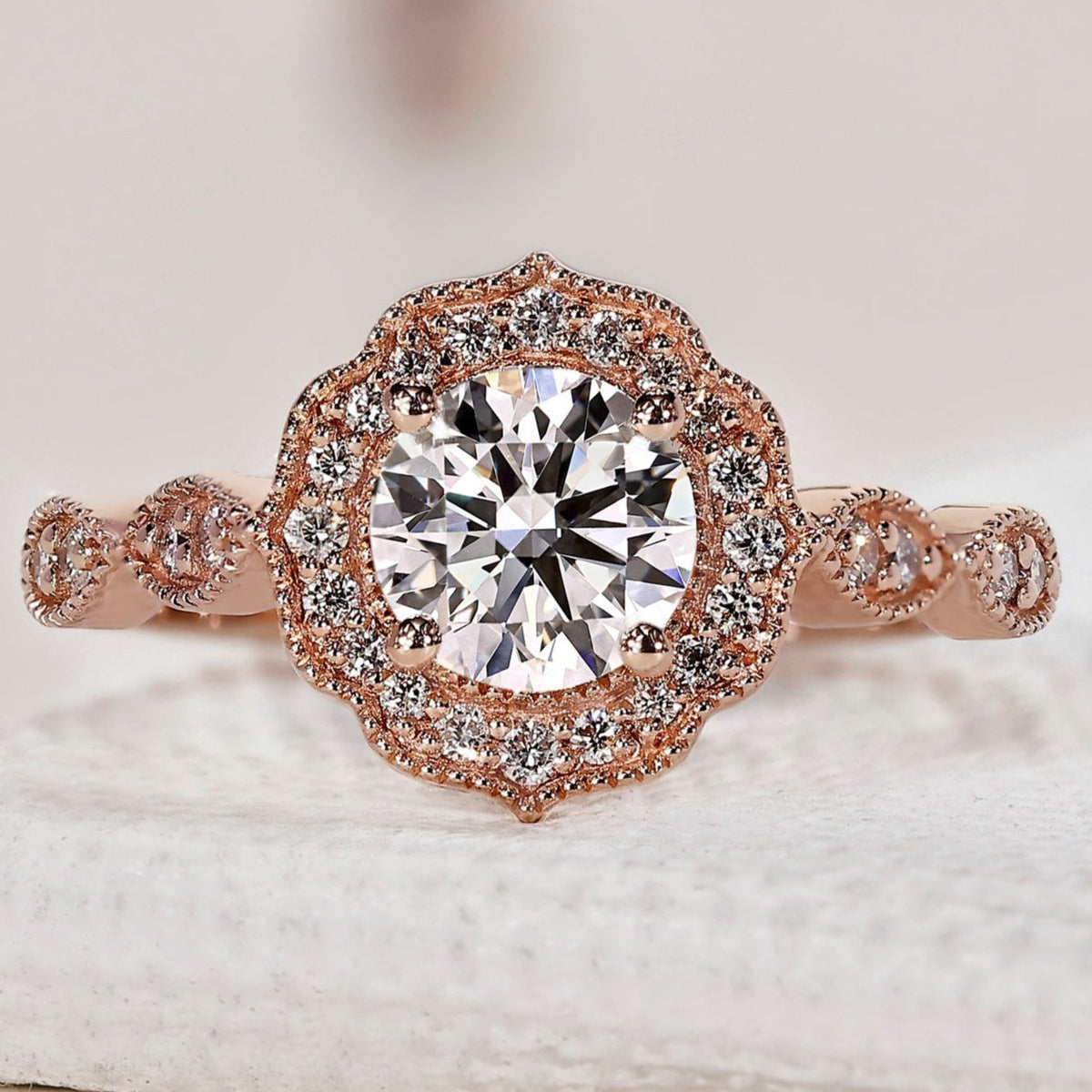 Rose Gold Engagement Ring With Round Diamond