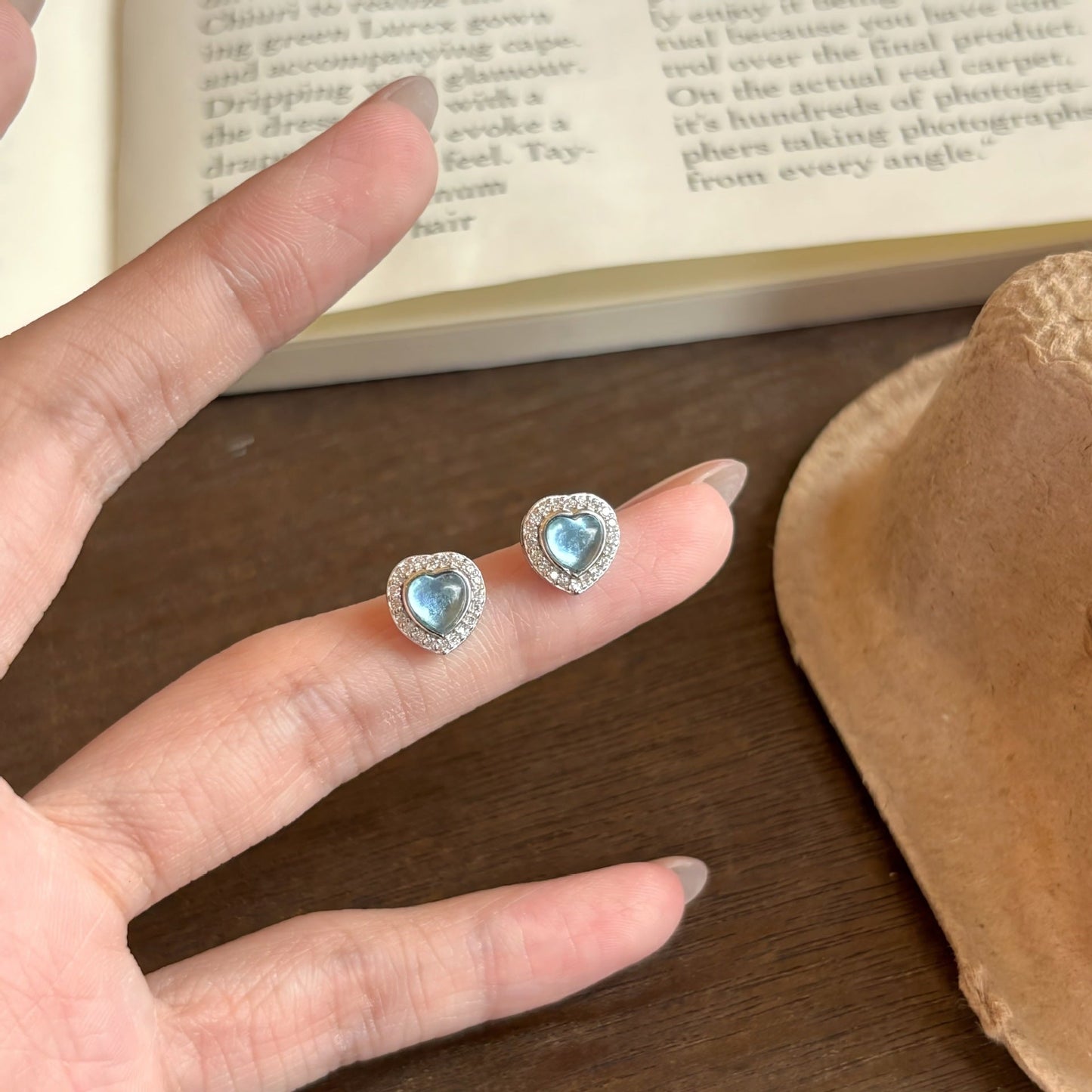 Heart Aquamarine Earrings