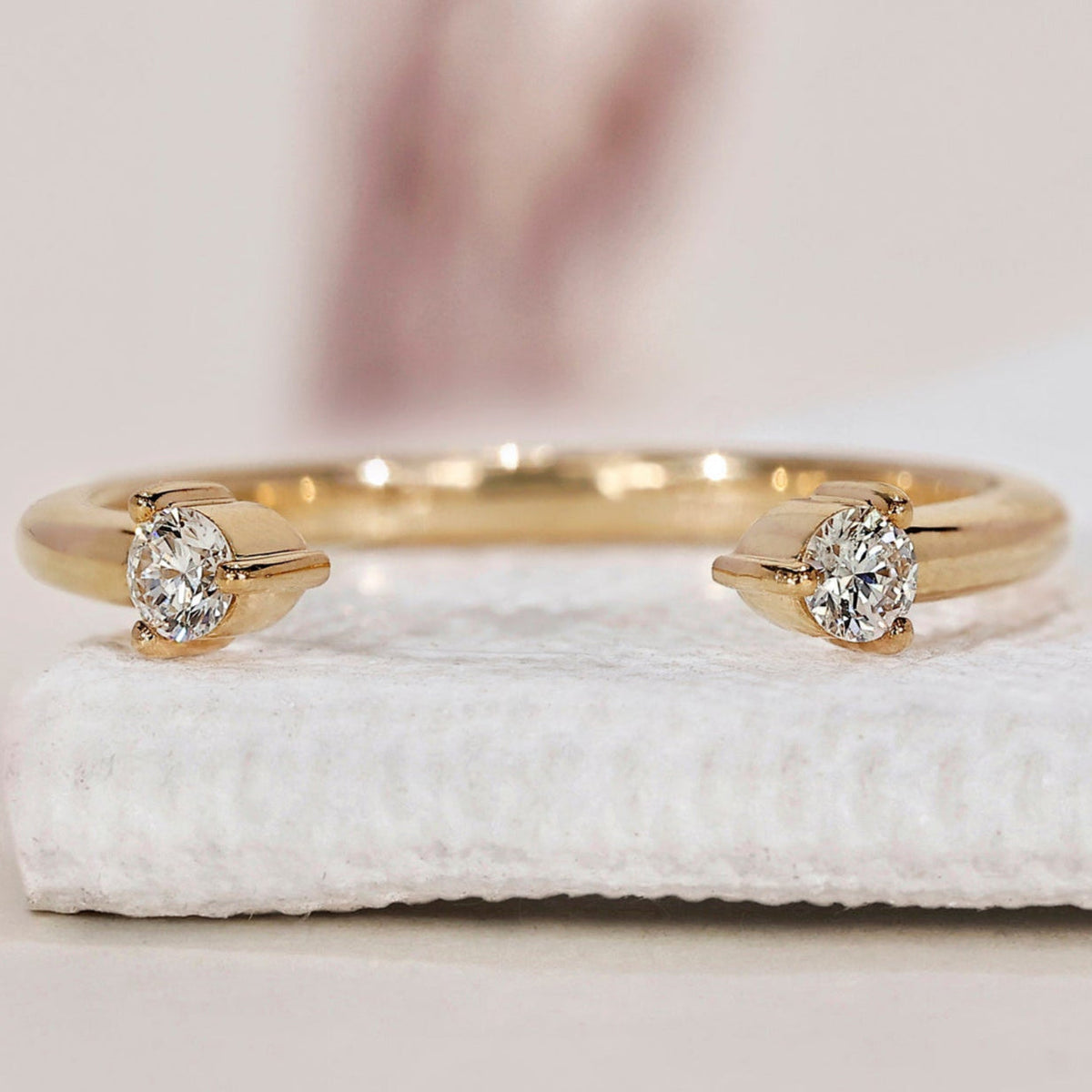 Open Wedding Band - Round Diamonds