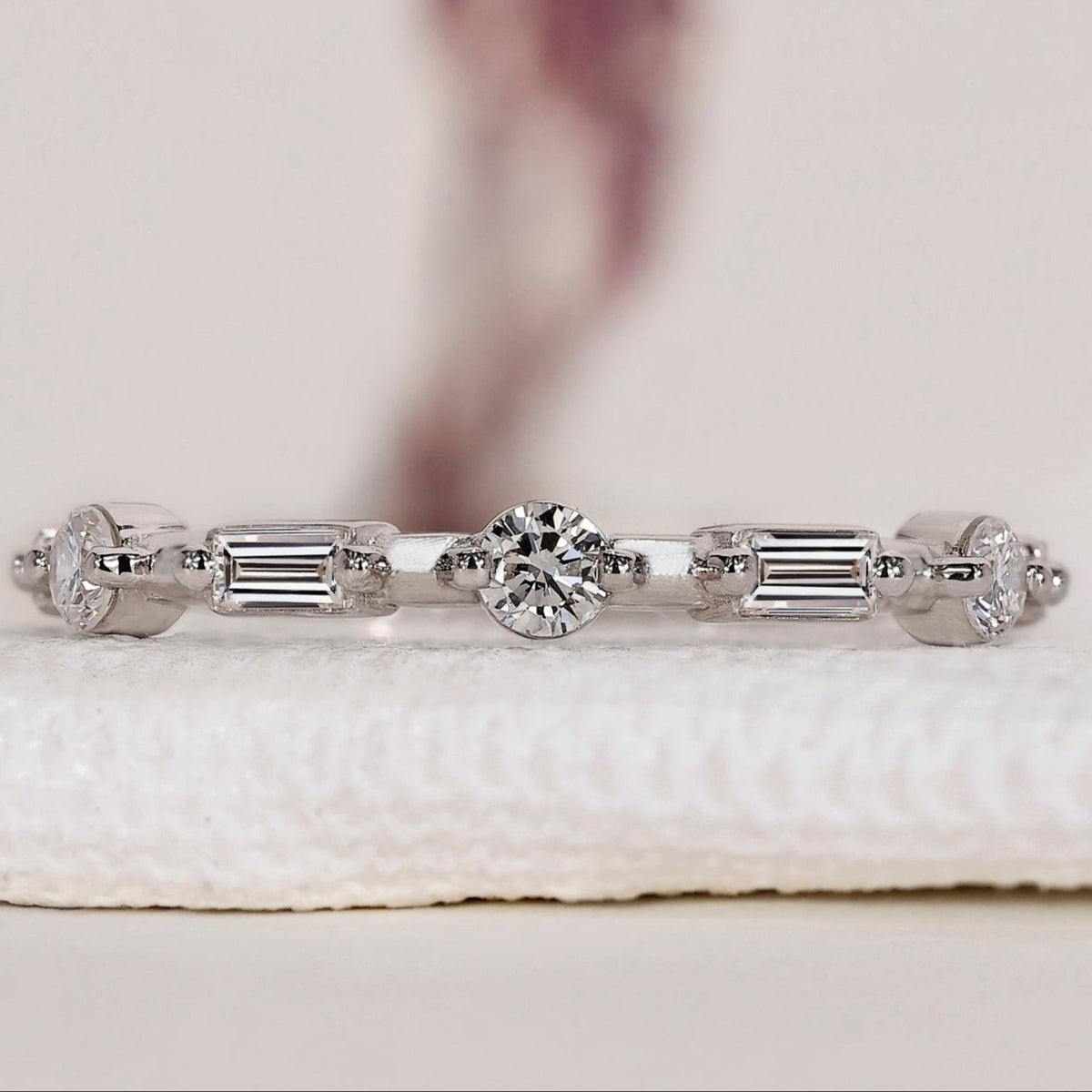 Baguette Diamond Wedding Band – Half Eternity