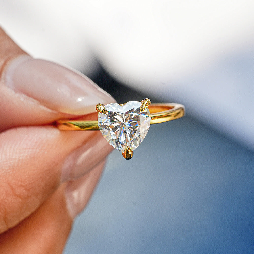 Moissanite Heart Ring