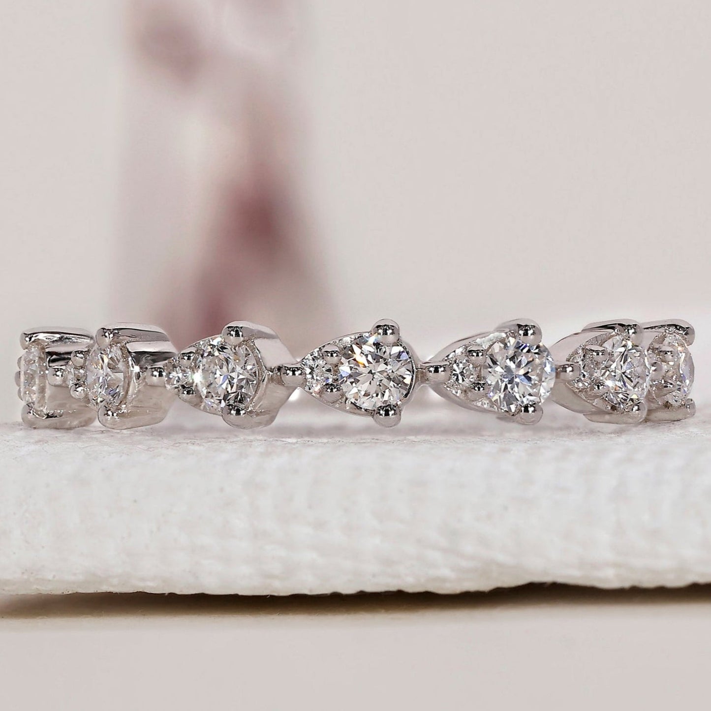 Half Eternity Wedding Band – Pear Shaped Outline