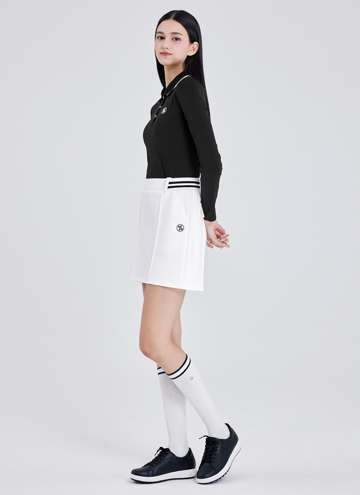 Ribbed Line Polo Long Sleeve