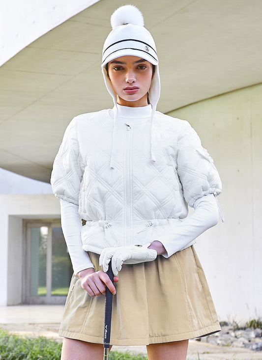 Quilted String Short-Sleeve Jumper