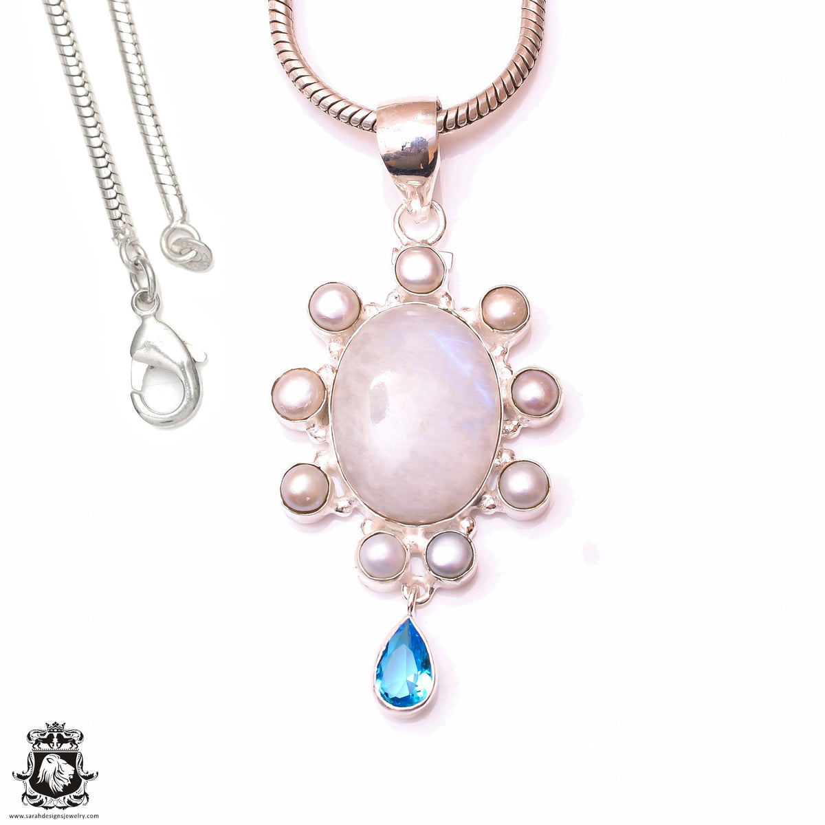 Rainbow Moonstone Pendant & 3MM Italian Chain P10016