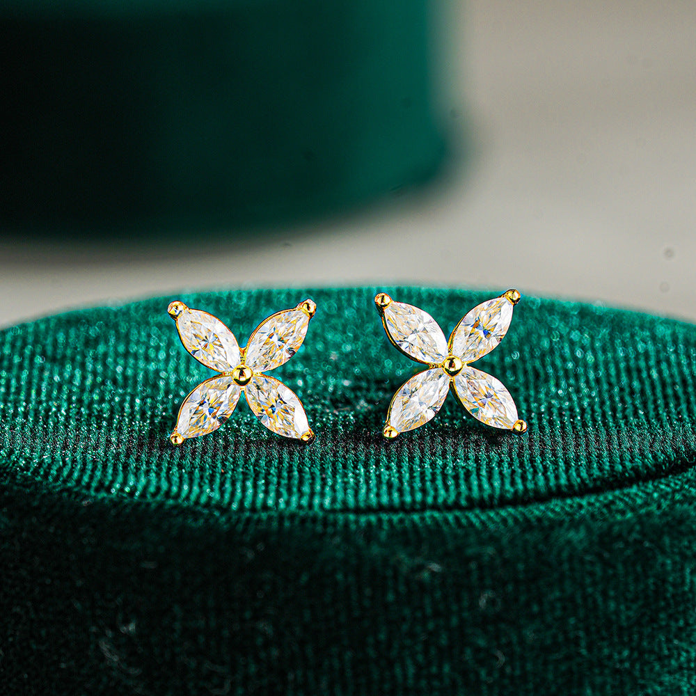 Marquise Moissanite Stud Earrings