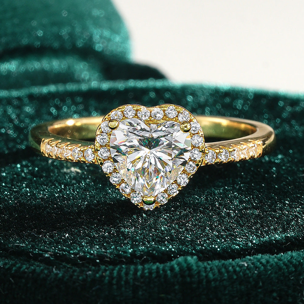 Moissanite Heart Halo Ring