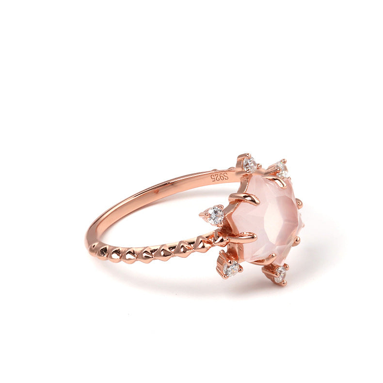 Snowflake Pink Crystal Ring
