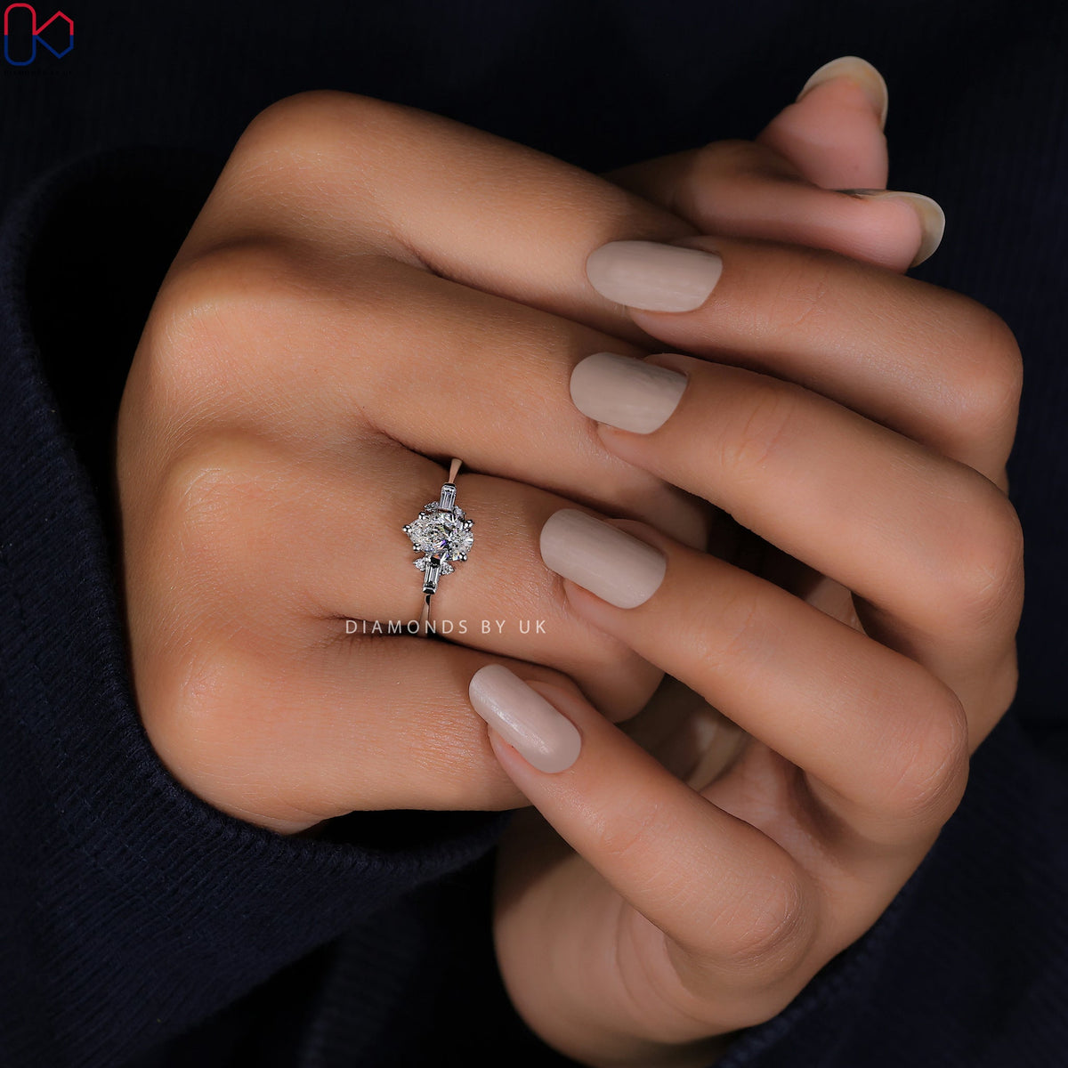 White Gold Tear Drop Diamond Ring