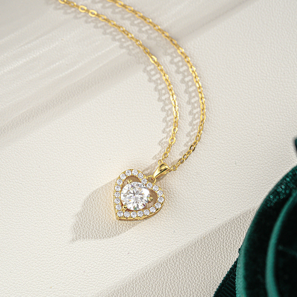 Moissanite Heart Pendant Necklace
