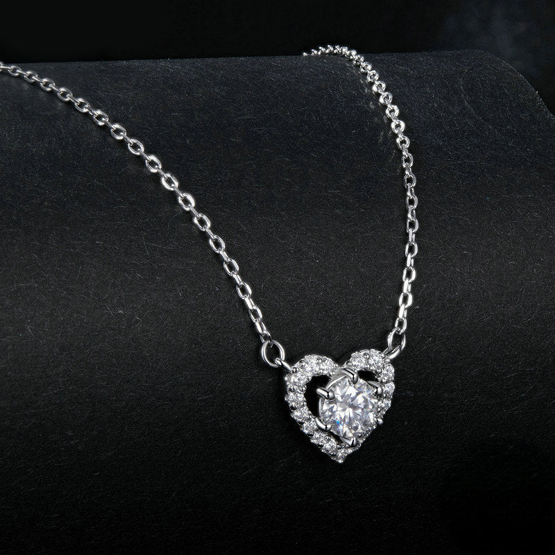 Silver Moissanite Heart Necklace