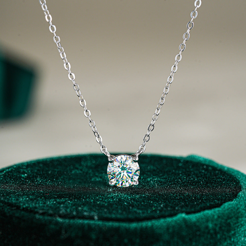 Silver Classic Moissanite Necklace