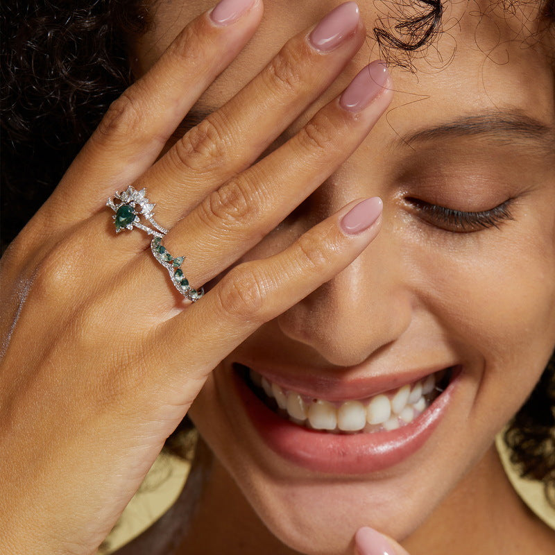 Moss Agate Tiara Ring
