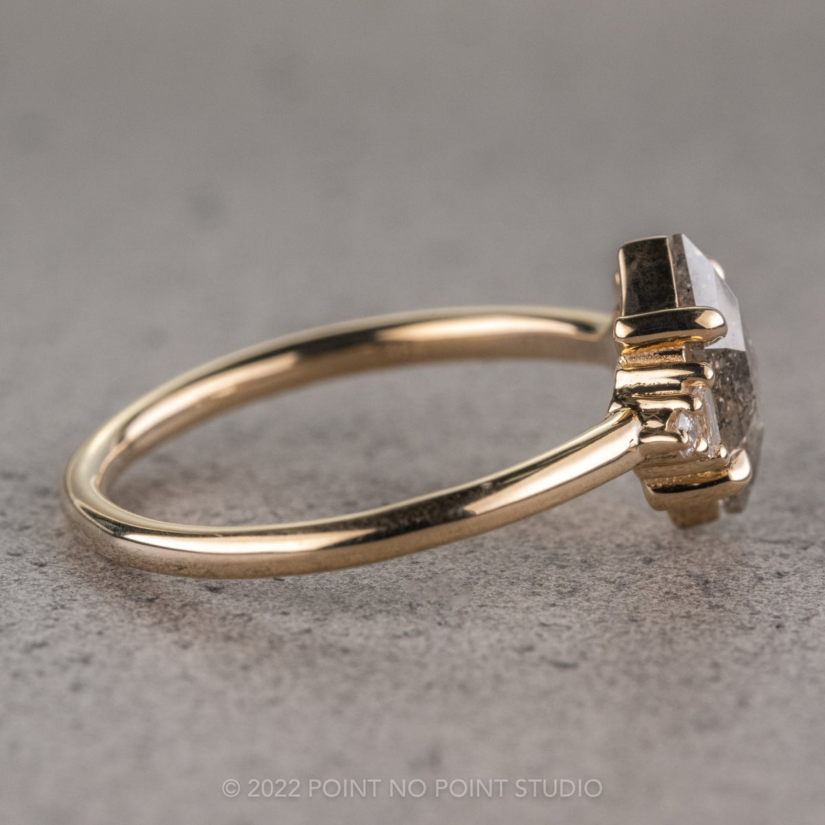 1.01 Carat Betty Salt and Pepper Hexagon Diamond Engagement Ring, Betty Setting