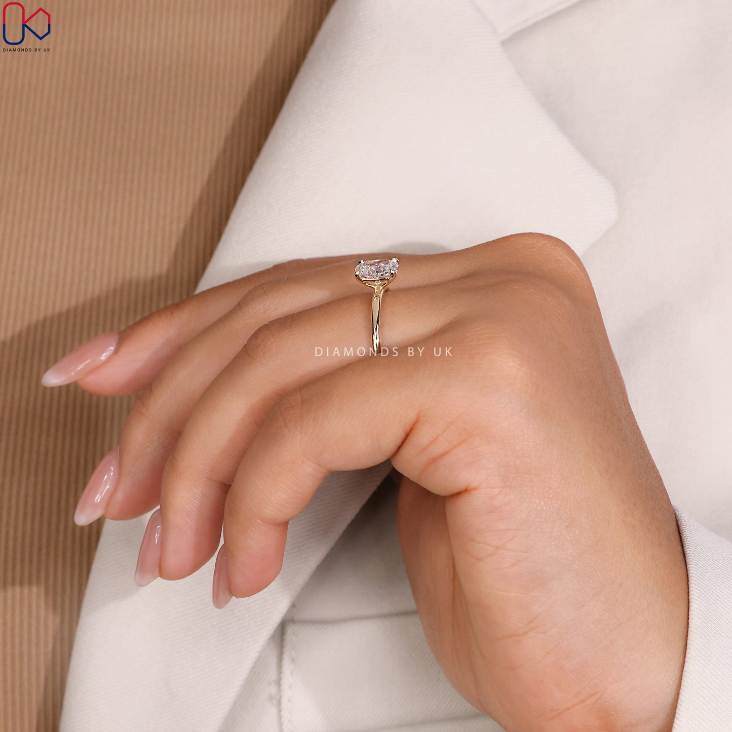 Elongated Cushion Cut Diamond Ring - Solitaire Setting
