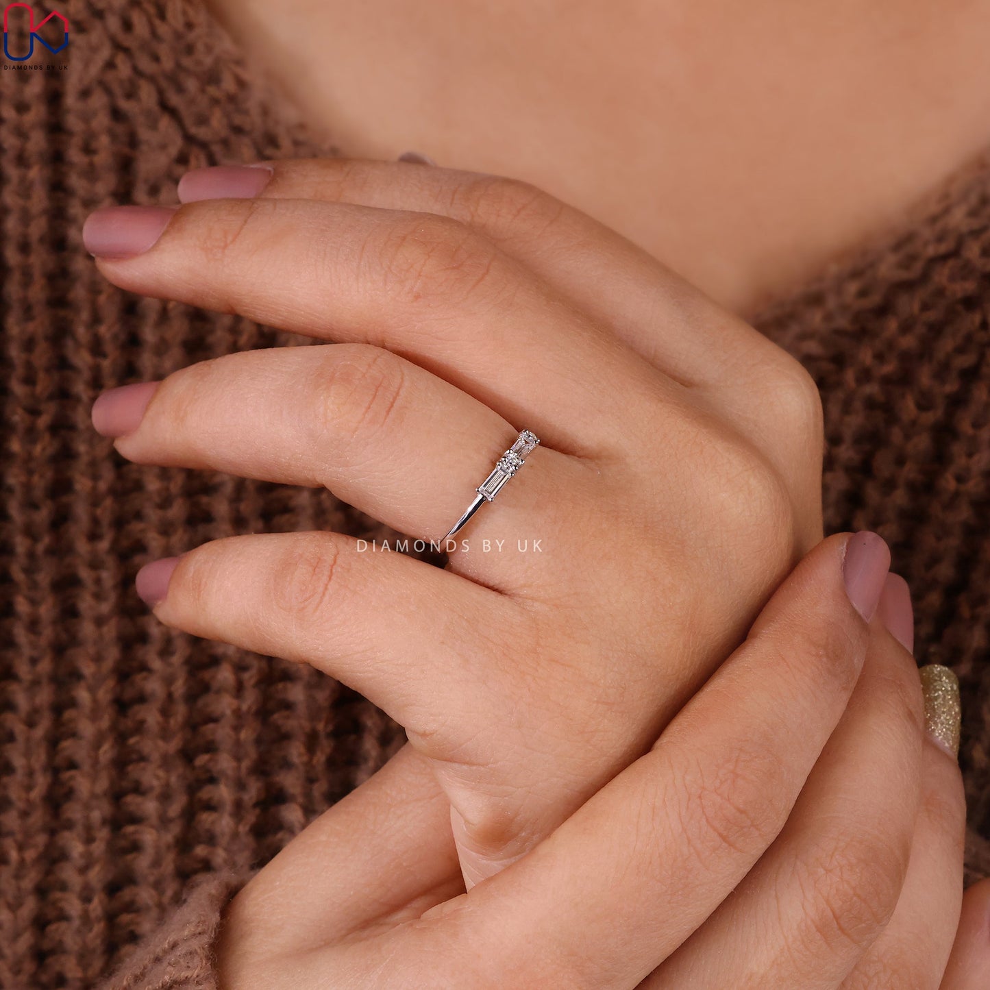 Morse Code Baguette And Round Diamond Band
