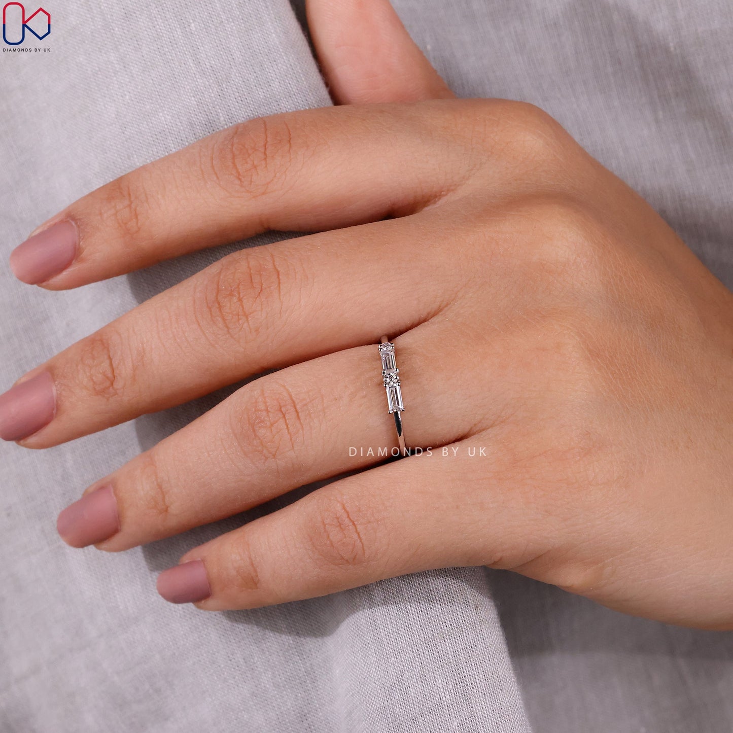 Morse Code Baguette And Round Diamond Band
