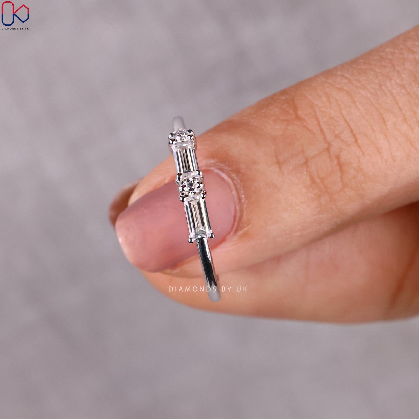 Morse Code Baguette And Round Diamond Band