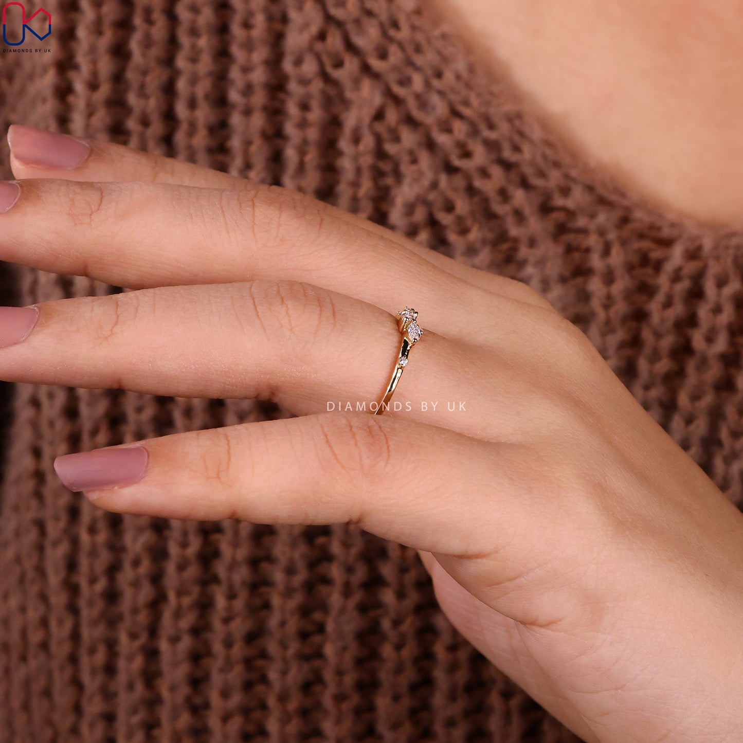 Half Eternity Marquise And Round Wedding Band