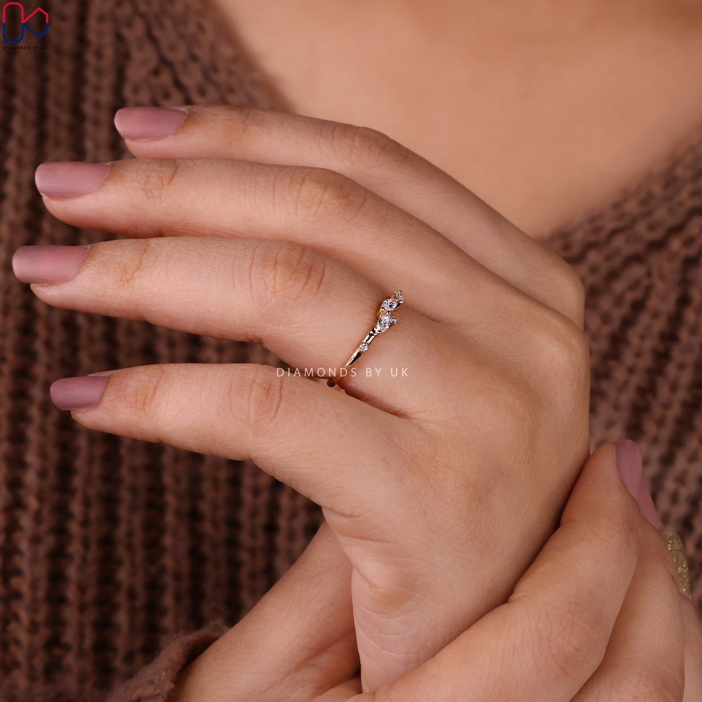 Half Eternity Marquise And Round Wedding Band