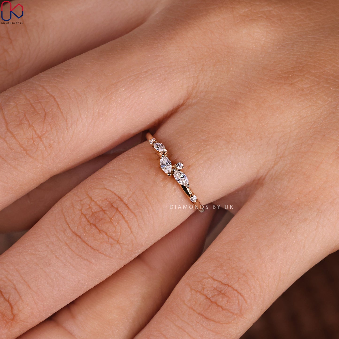 Half Eternity Marquise And Round Wedding Band